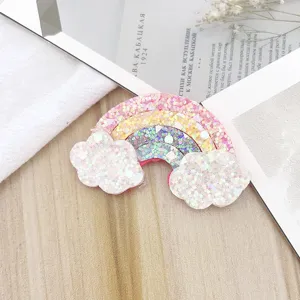 Children glitter rainbow hair clip cute cloud hairpin girls sparkling hair accessories design