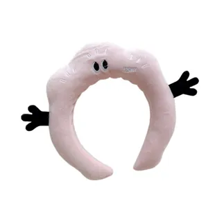 Bandeau en peluche mignon et drôle, design nuage pour se laver le visage et maquillage.