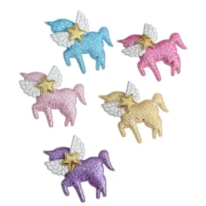 Colorful glitter unicorn angel wings patches, perfect for DIY hair clips, bags, children toys.