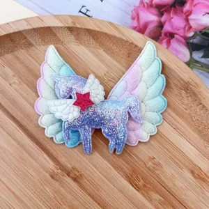 Cute unicorn hair clip with angel wings glitter side hairpin for girls kids hair accessories