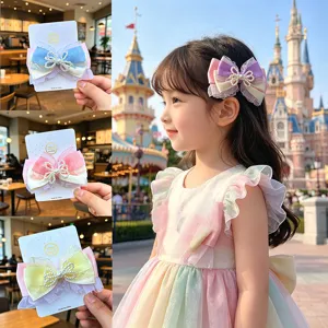 Pinza para Cabello de Lazo de Malla Dulce Lindo Con Perla Artificial Hecho a Mano Princesa Horquilla Accesorios para Cabello Niñas Infantiles