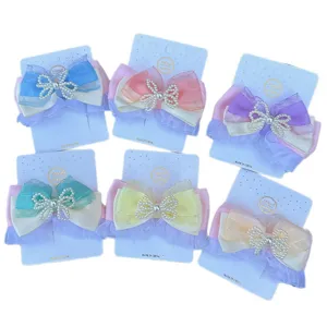Bonito pasador de pelo con lazo para mujer, elegante accesorio de perlas para coleta.