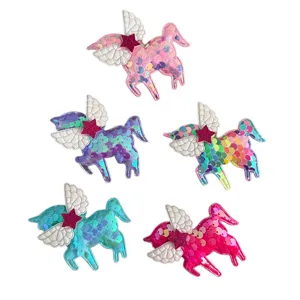 Paillettes colorées licorne ailes étoile pinces à cheveux enfants accessoires DIY pinces mignonnes