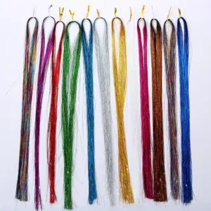 Extensions de tinsel pour cheveux colorés mèches métalliques brillantes accessoires de coiffure.