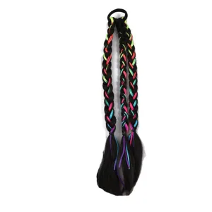 Extensions de cheveux tresses de boxe colorées queue de cheval perruque anneau accessoire femme