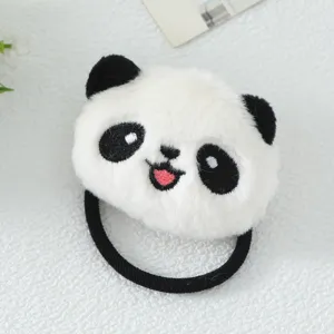 Joli chouchou panda en peluche pour enfants, élastique à cheveux doux avec haute élasticité.
