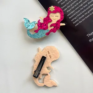 Cute glitter cartoon mermaid hair clip for kids, sparkling cute hair accessories.