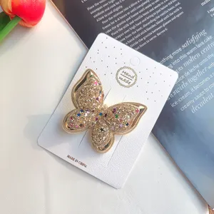 Goldener Glitzer Schmetterling Haarspange für Mädchen, süße doppelte Seite Haarnadel Accessoires.