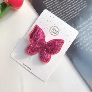 Glitzer Schmetterling Haarklammer fuer Maedchen rosa glanzendes Haarteil Haarspenge