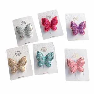 Glitzernde doppelschichtige Schmetterling Haarklammern für Mädchen süße Haaraccessoires Set