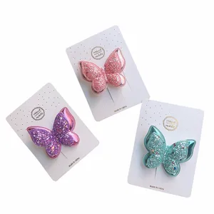 Glitzernde doppelte Schmetterling Haarspangen für Mädchen, schönes Haaraccessoires Set