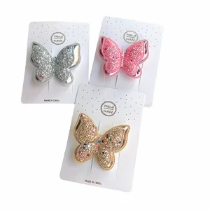 Glitzernde doppelte Schmetterling Haarspangen für süße Mädchen Seitenhaarclip Accessoires