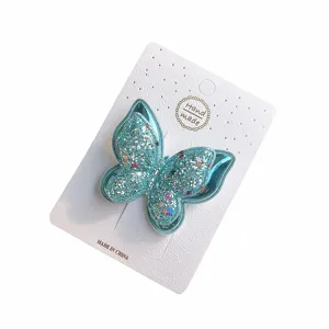 Niedliche Glitzer Schmetterling Haarspange für Mädchen, glänzendes blaues Haaraccessoire.