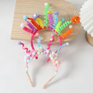 Colorful DIY pipe cleaner flower headband funny party hair hoop festival photo prop