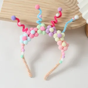 Colorful DIY fuzzy wire flower headband cute party hair accessory for women girls