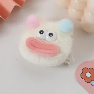 Jolie pince a cheveux monstre peluche drole epingle bec de canard accessoire cheveux hiver