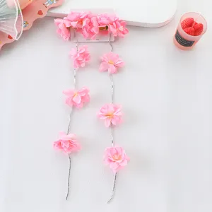 Pinzas para el pelo de flores rosas con cadenas de cristales, accesorios.