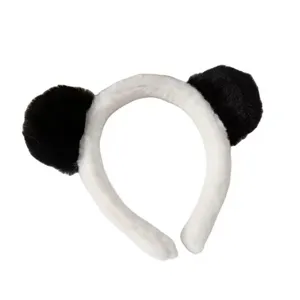 Bandeau de cheveux en peluche douce oreillettes de panda mignon lavage de visage maquillage spa