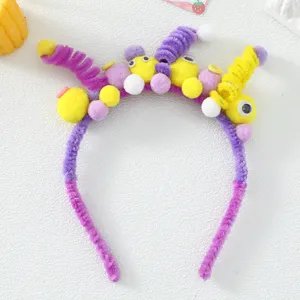 Handmade DIY pipe cleaner headband, funny plush hair accessory for party photo props.