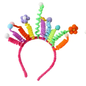 Funny colorful pipe cleaner flower headband party cute novelty hair hoop accessory for women