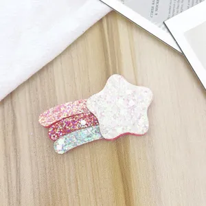 Children glitter star hair clip, cute rainbow hairpin for girls, sparkling hair accessories.
