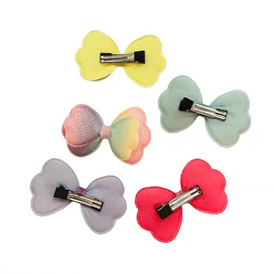 Fermagli per capelli con fiocco glitterato colorato per bambini, set accessori 5 pz