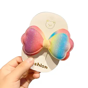 Molla per capelli con fiocco sfumato lucido per bambini accessorio glitterato per ragazze
