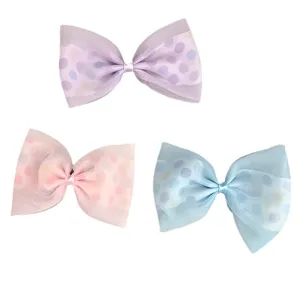 Sweet girls polka dot mesh hair bow clips cute princess hair accessories set for children