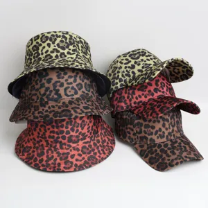 Leopard Print Fashion Baseball Cap And Bucket Hat Outdoor Sun Protection Casual Travel Hats For Women And Men