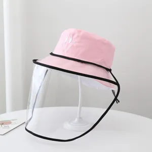 Pink bucket hat with clear face shield and anti splash design protective fisherman hat for outdoor