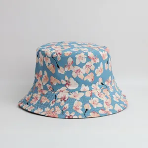 2025 Chapeau bob floral d'été pour adultes, chapeau de soleil rétro fleur de cerisier.