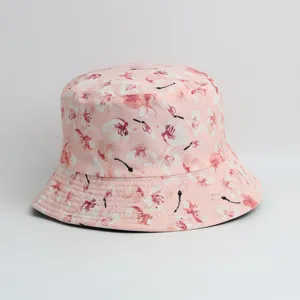 Chapeau bob floral rose pour femme printemps été extérieur protection solaire rétro fleurs