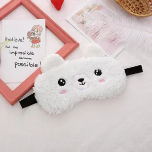 Cute cartoon bear sleep mask fluffy plush blindfold for sleeping breathable shading soft eye cover