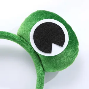 Diadema de felpa con ojo de rana verde lindo dibujo animado divertido para fiesta diaria
