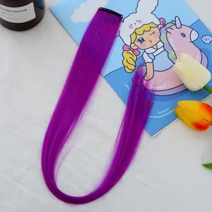 Extension de cheveux violette, postiche mèche sans soudure pour femmes, longue mèche.