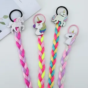 Treccine per capelli unicorno colorate, simpatici elastici parrucca per bambini, accessori.