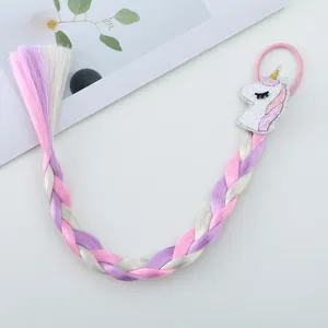 Bambini unicorno parrucca intrecciata corda per capelli accessori carini per ragazze