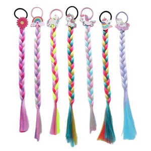 Treccine per capelli di unicorno colorate per bambini estensioni di parrucca arcobaleno