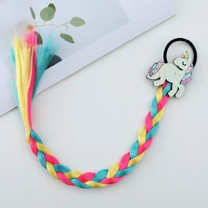 Treccia per capelli colorata per bambini con unicorno glitterato, accessorio da principessa.