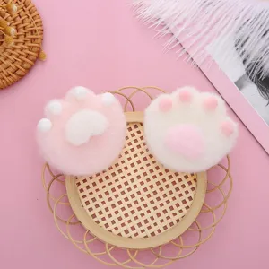 Cute plush cat paw hair clip sweet pink hair accessory fluffy animal claw hairpin for women