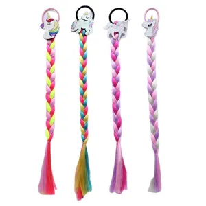 Carini elastici per capelli con treccia di capelli sintetici unicorno per bambine accessori
