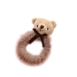 Joli chouchou en peluche ours en peluche marron cordon à cheveux mignon pour femmes filles