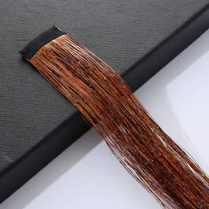 Copper hair tinsel extensions sparkly glitter hair strands shiny bling hair accessories kit