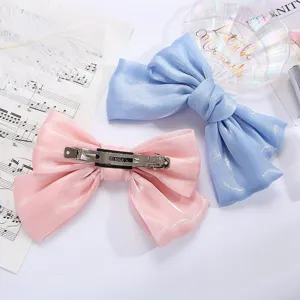 Fermaglio per capelli con fiocco in raso perlato francese accessorio stile JK dolce