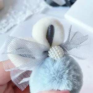 Chouchou mignon en peluche oreille de lapin pour filles, attache queue de cheval douce.