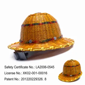 Casco di Sicurezza in Tessuto di Bambù Fatto a Mano Casco da Cantiere Traspirante Cappello Protettivo Regolabile