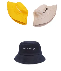 Detail view of the casual bucket hat with delicate embroidery, soft fabric, foldable design.