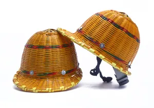 Elmetto di sicurezza in bambù naturale intrecciato a mano cappello da costruzione.