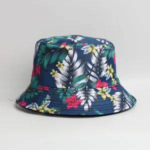 Chapeau bob à imprimé feuilles tropicales pour femmes et hommes, chapeau de soleil élégant.