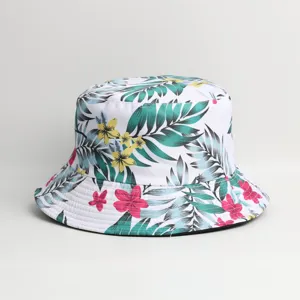 Chapeau bob imprimé de feuilles tropicales, chapeau de soleil d'extérieur printemps été.